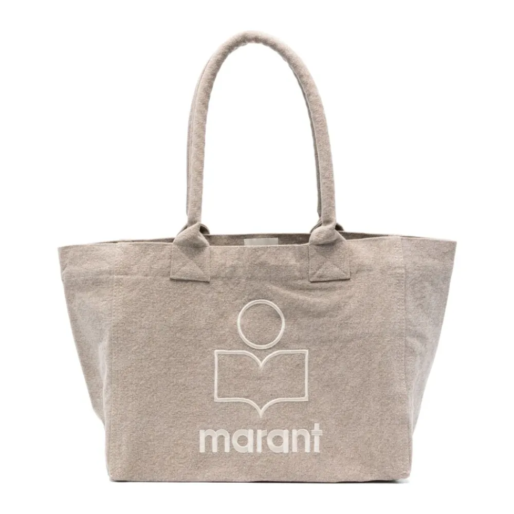 Indkøbstasker^Isabel Marant Lærredstaske Yenki Logo Beige