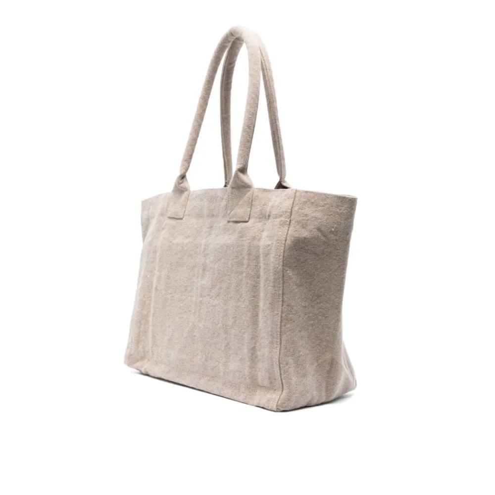 Indkøbstasker^Isabel Marant Lærredstaske Yenki Logo Beige