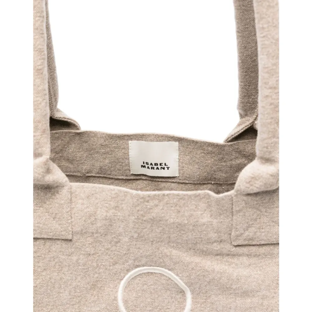 Indkøbstasker^Isabel Marant Lærredstaske Yenki Logo Beige