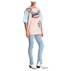T-Shirts<Balmain Løs Miami trykt T-shirt Multifarvet