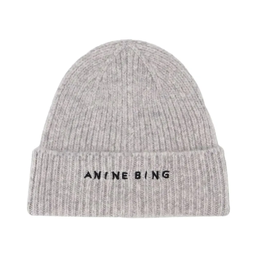 Huer & Kasketter^Anine Bing Luksuriøs uld-beanie med alpaka Grå