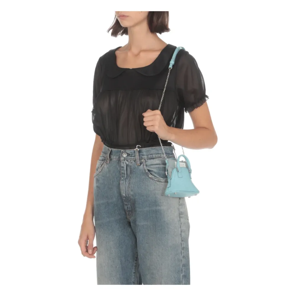 Bæltetasker^Maison Margiela Lyse Crossbody Taske i Pebbled Læder Blå
