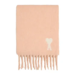 Tørklæder<Ami Paris Lyserød Jacquard Hjerte Tørklæde Beige