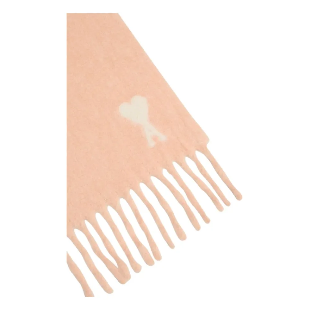 Tørklæder<Ami Paris Lyserød Jacquard Hjerte Tørklæde Beige