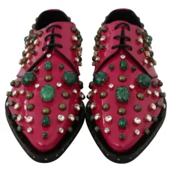 Snøresko<Dolce & Gabbana Lyserøde Krystal Læderkjole Brogue Sko Pink