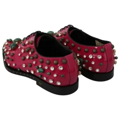 Snøresko<Dolce & Gabbana Lyserøde Krystal Læderkjole Brogue Sko Pink