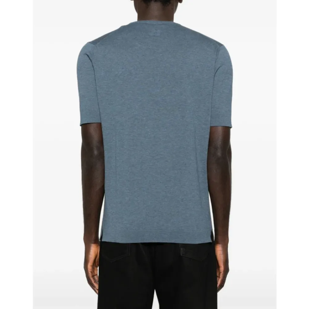 Strik<Lardini Maglia girocollo in maglia manica corta Blå
