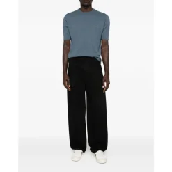 Strik<Lardini Maglia girocollo in maglia manica corta Blå