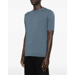 Strik<Lardini Maglia girocollo in maglia manica corta Blå