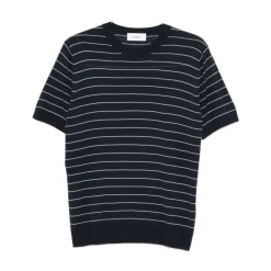 Strik<Lardini Maglia girocollo in maglia manica corta a righe Blå
