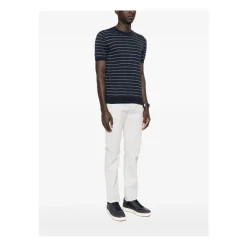 Strik<Lardini Maglia girocollo in maglia manica corta a righe Blå