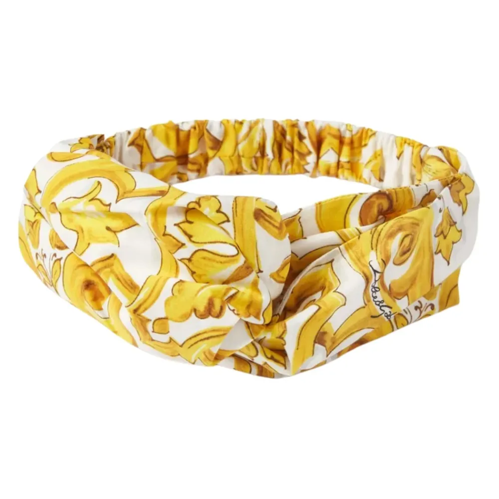Hår Tilbehør<Dolce & Gabbana Majolica-print Poplin Hårbøjle Multifarvet