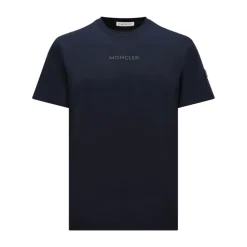 T-Shirts^Moncler Marine Patch Logo Bomuld T-shirt Blå