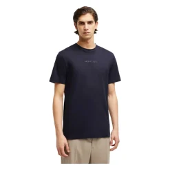 T-Shirts^Moncler Marine Patch Logo Bomuld T-shirt Blå