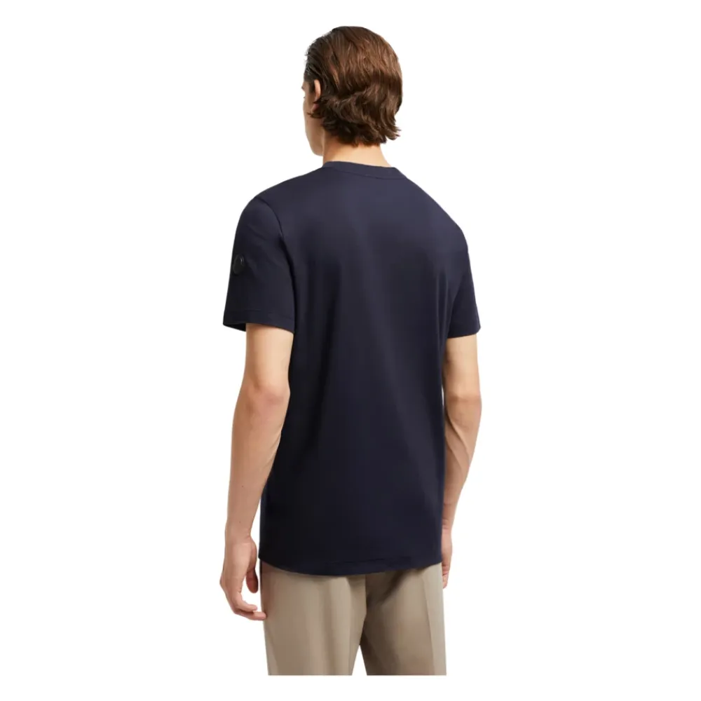T-Shirts^Moncler Marine Patch Logo Bomuld T-shirt Blå