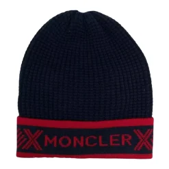 Huer & Kasketter^Moncler Marine Uld Beanie Hat Blå