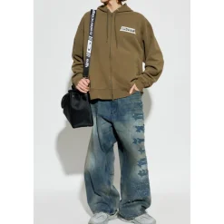 Trøjer^Balenciaga Masking Tape Oversized Zip-Up Hoodie Grøn