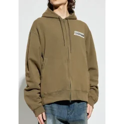 Trøjer^Balenciaga Masking Tape Oversized Zip-Up Hoodie Grøn