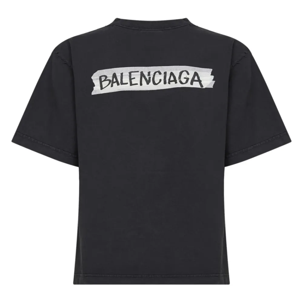 T-Shirts^Balenciaga Masking Tape T-shirt Medium Fit Sort