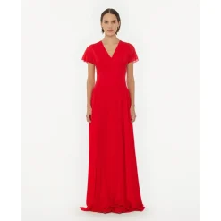 Kjoler^ROTATE Birger Christensen Maxi V-Neck Kjole Rød