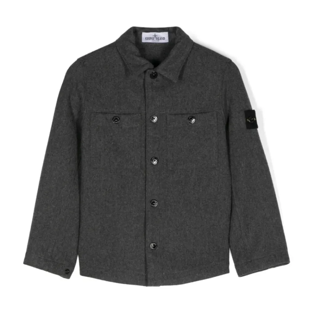 Jakker<Stone Island Melange Mørke Overshirt Grå