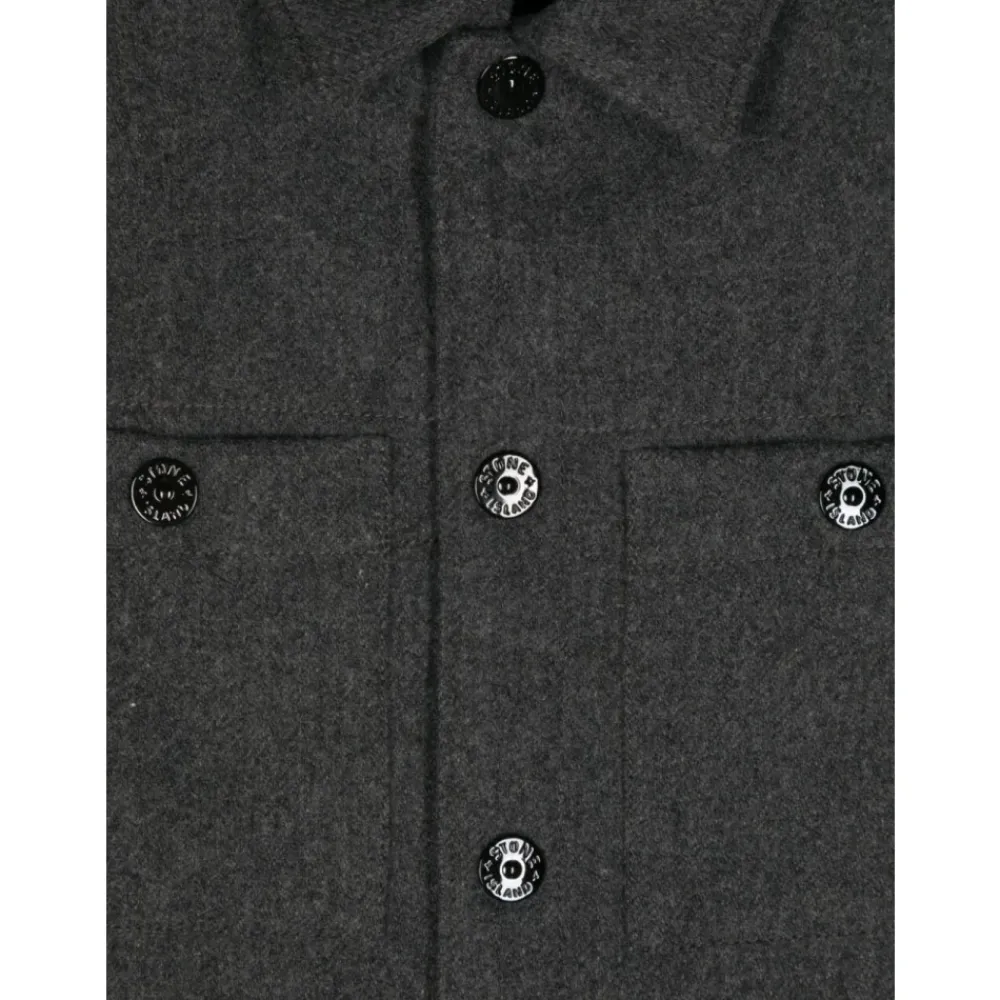 Jakker<Stone Island Melange Mørke Overshirt Grå