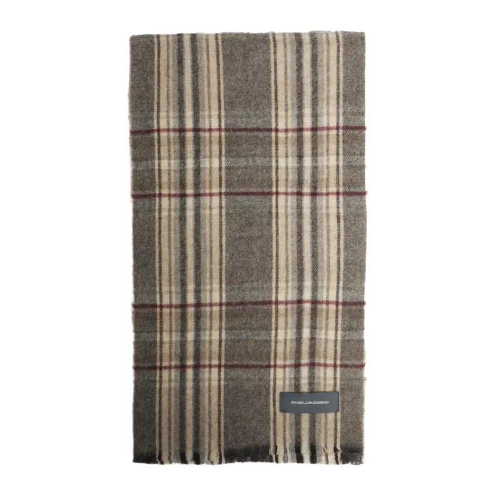 Halstørklæder Og Tørklæder^Piquadro Men's scarf with madras check pattern Brun