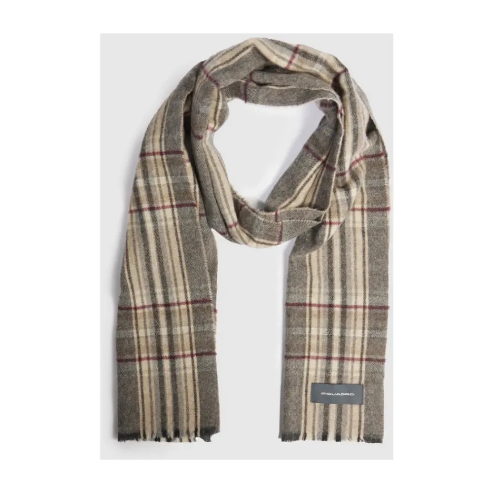 Halstørklæder Og Tørklæder^Piquadro Men's scarf with madras check pattern Brun