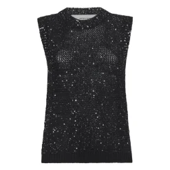 Striktrøjer & Sweatere<Golden Goose Mesh striktop med pailletter og kontrastdetaljer Sort
