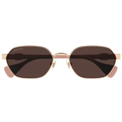 Solbriller<Gucci Metal Oval Solbriller Gul