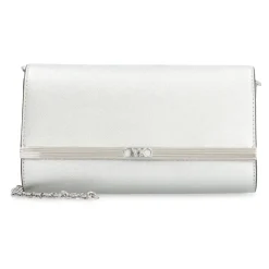 Clutch<Michael Kors Metallic Læder Clutch med Kæde Strop Grå