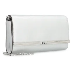 Clutch<Michael Kors Metallic Læder Clutch med Kæde Strop Grå