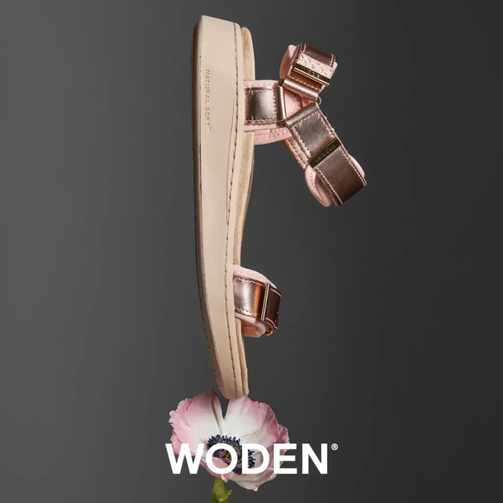 Sandaler<Woden Metallic Rose Lædersandal Pink