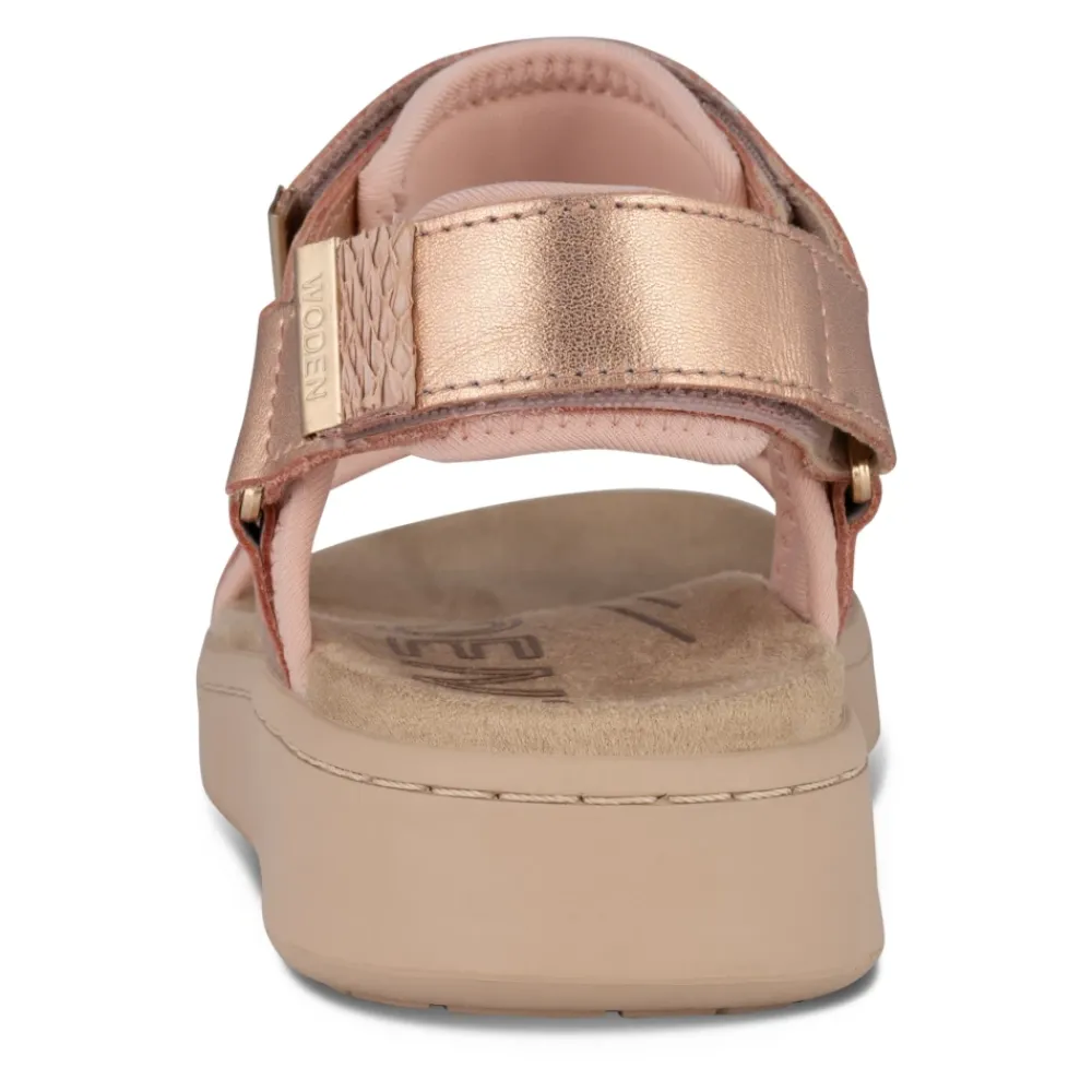 Sandaler<Woden Metallic Rose Lædersandal Pink
