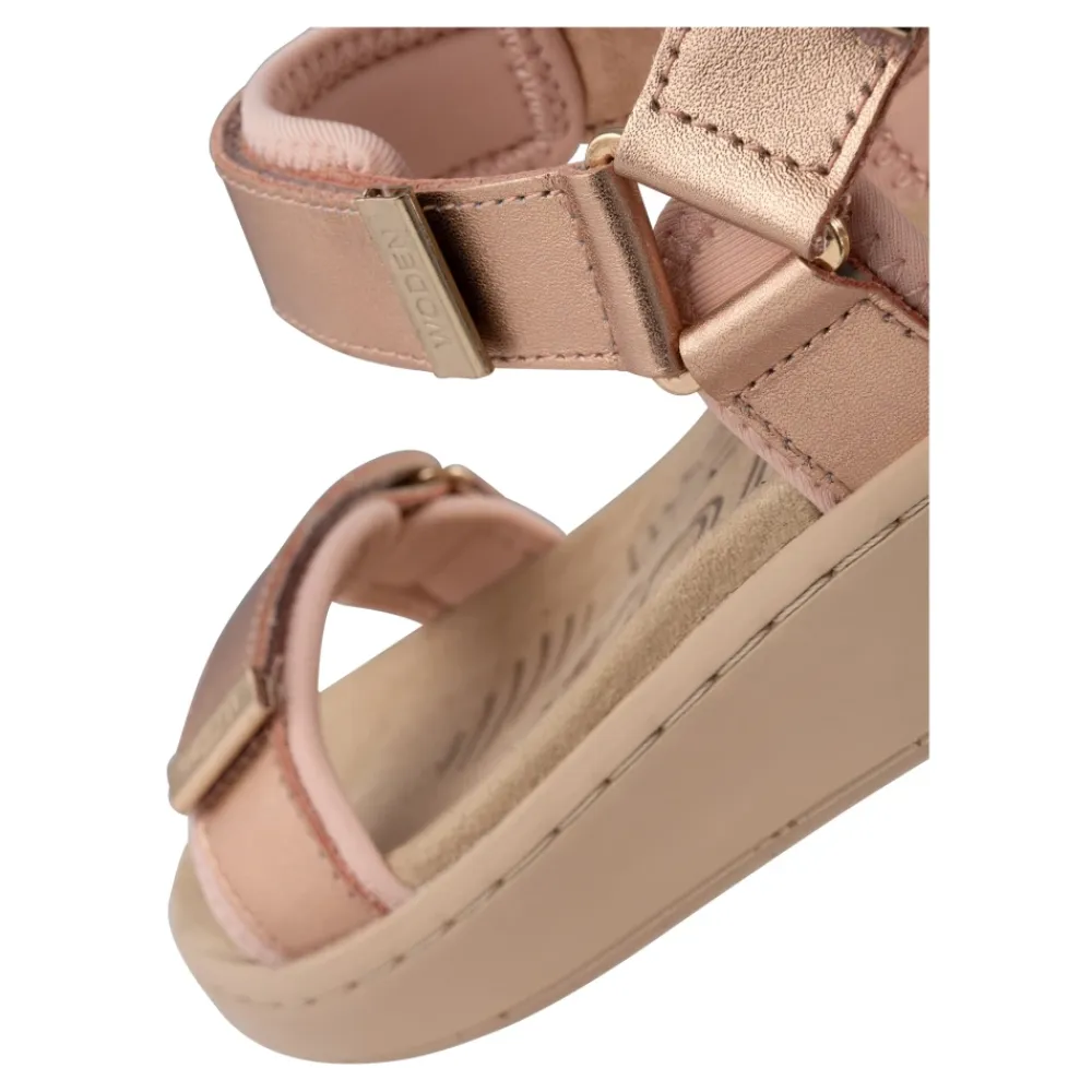 Sandaler<Woden Metallic Rose Lædersandal Pink