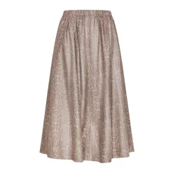 Nederdele<Forte Forte Midi Nederdel med Reptil Print og Elastisk Talje Beige