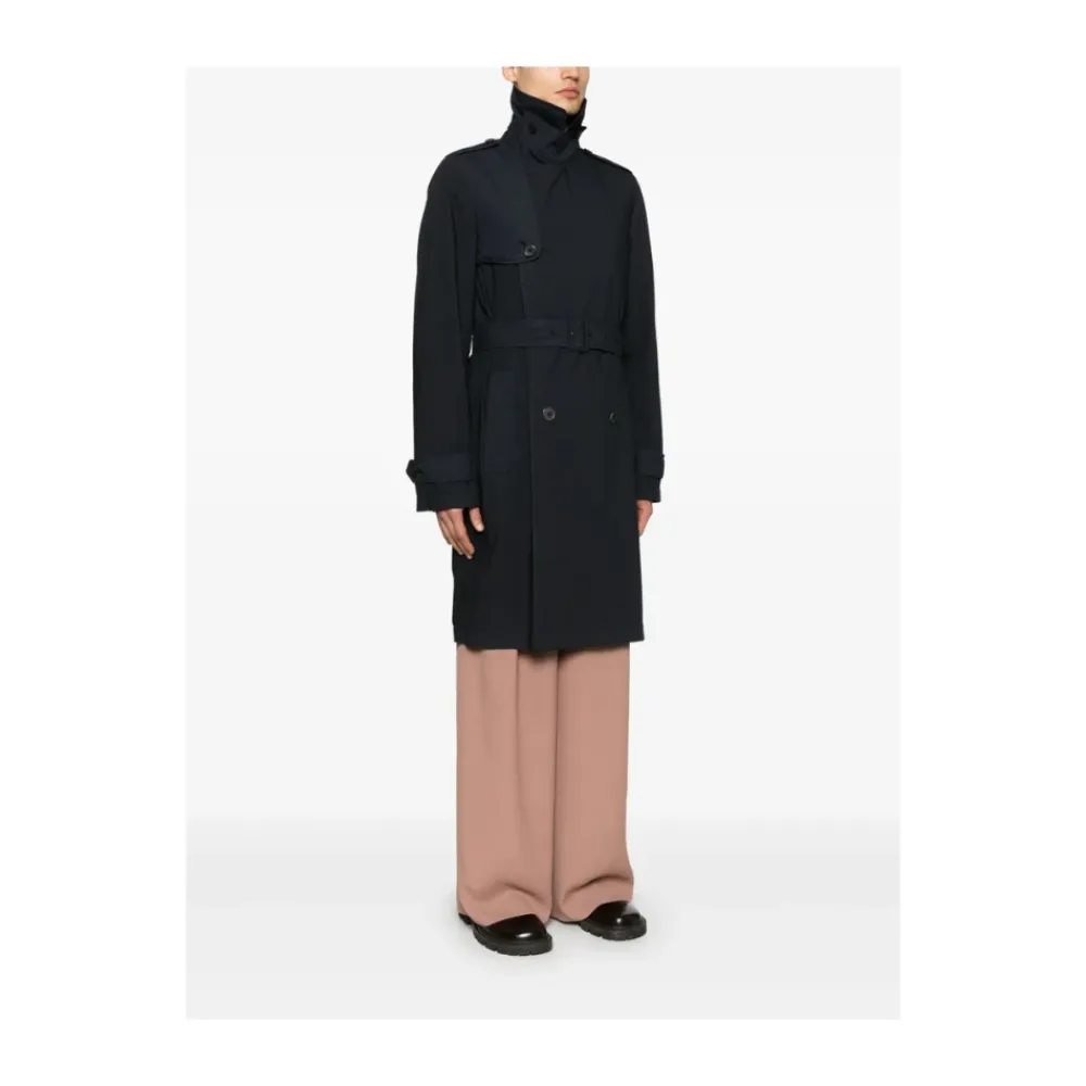 Frakker<Dries Van Noten Midnight Blue Dobbeltspændt Frakke Blå