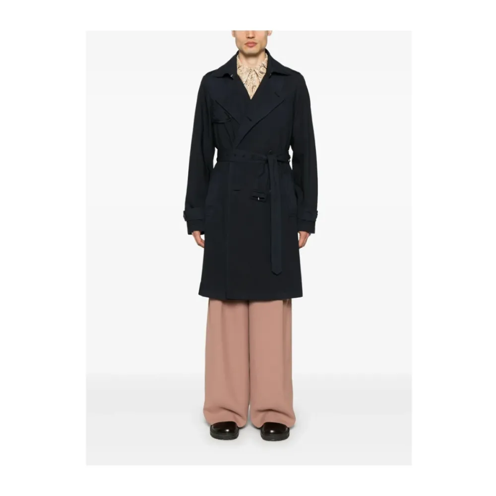 Frakker<Dries Van Noten Midnight Blue Dobbeltspændt Frakke Blå