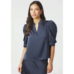 Bluser & Skjorter<Neo Noir Midnight Blue Satin Bluse Blå