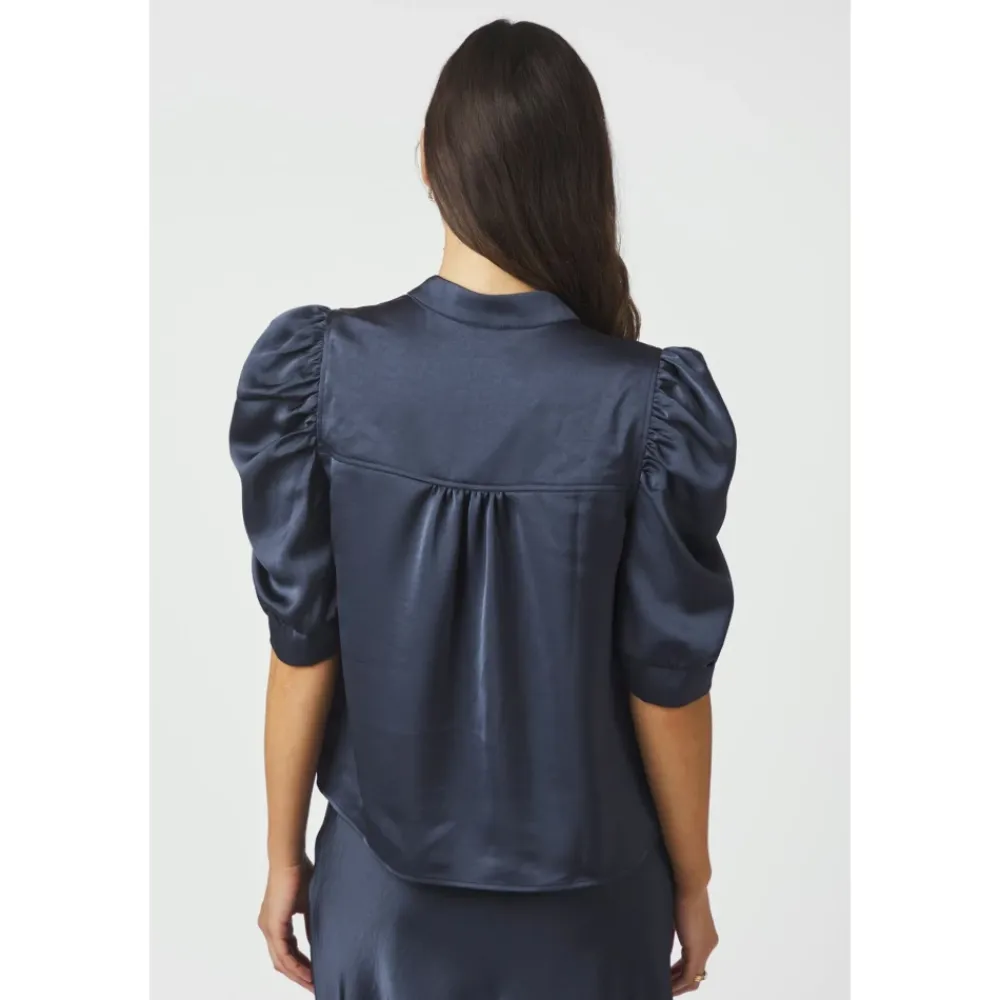 Bluser & Skjorter<Neo Noir Midnight Blue Satin Bluse Blå