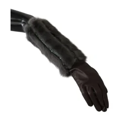 Handsker^Dolce & Gabbana Midt Arm Længde Læder Pels Handsker Brun