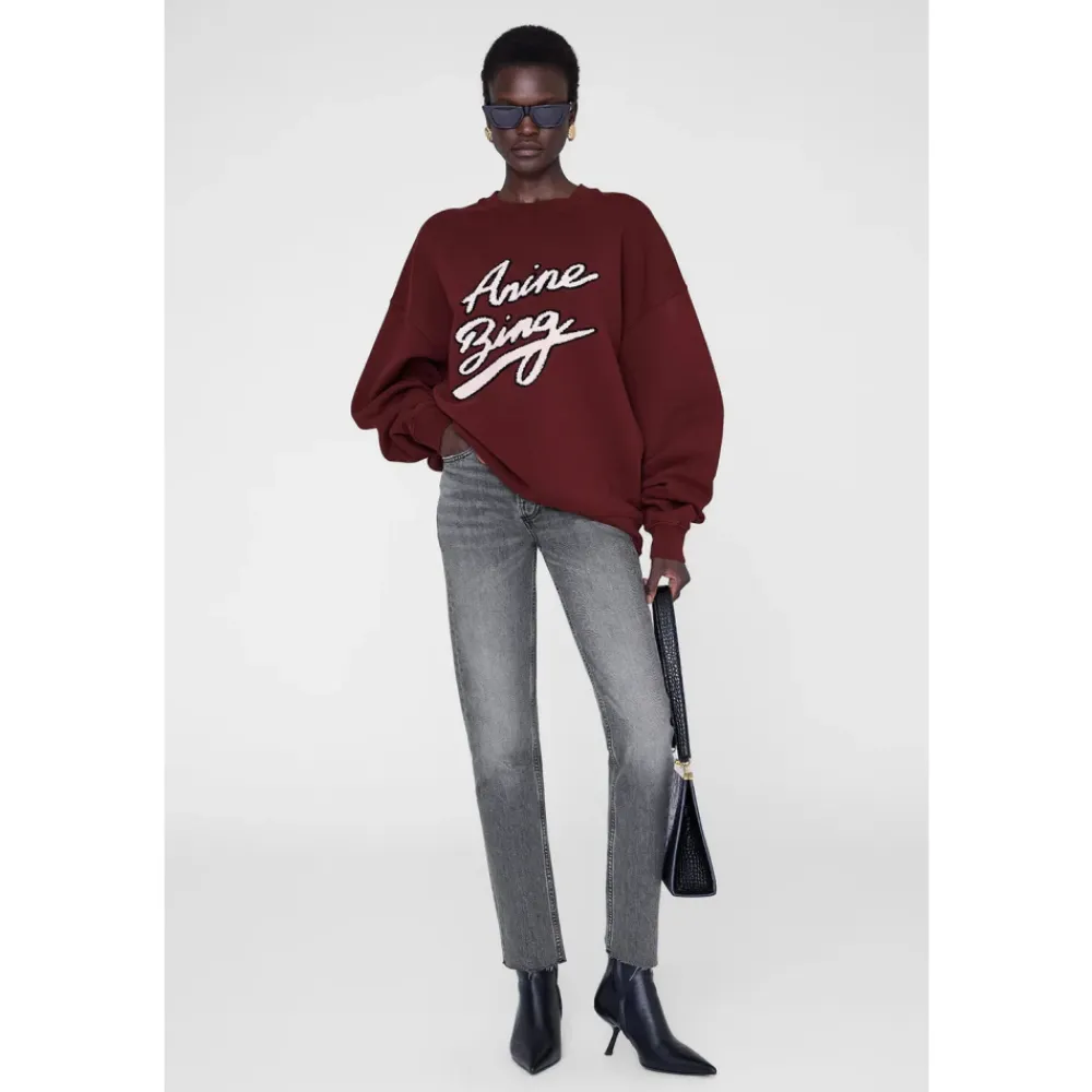 Sweatshirts|Striktrøjer & Sweatere^Anine Bing Miles Sweatshirt Chenille Signature Rød