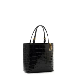Bæltetasker^Elisabetta Franchi Mini Læder Tote Bag med Logo Charms Sort