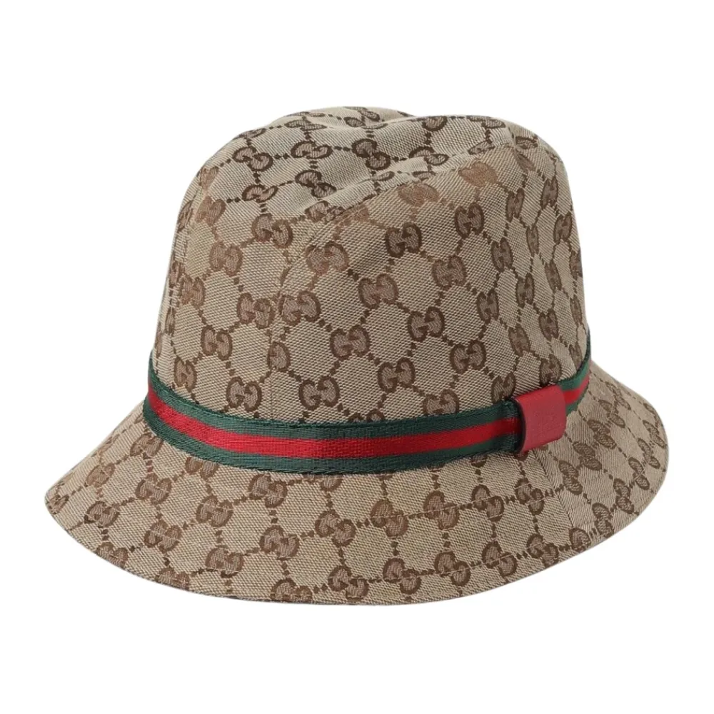 Huer & Kasketter^Gucci Mønstret bucket hat stilfuldt tilbehør Beige