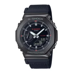 Ure^Casio Moderne stofrem Quartz ur med LED Sort