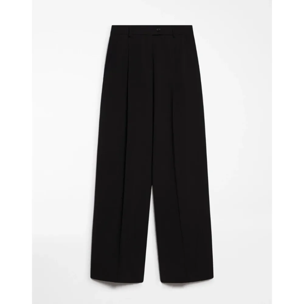 Bukser<Sportmax Moderne uldbukser med oversized pasform Sort
