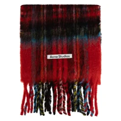 Halstørklæder Og Tørklæder<Acne Studios Mohair Check Scarf Rød