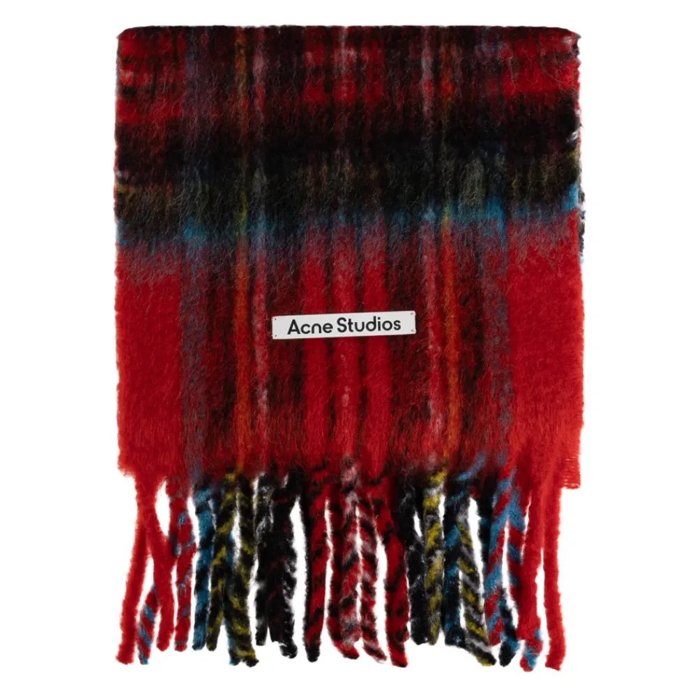 Halstørklæder Og Tørklæder<Acne Studios Mohair Check Scarf Rød