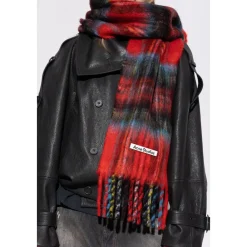 Halstørklæder Og Tørklæder<Acne Studios Mohair Check Scarf Rød