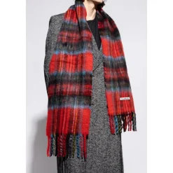 Halstørklæder Og Tørklæder<Acne Studios Mohair Check Scarf Rød